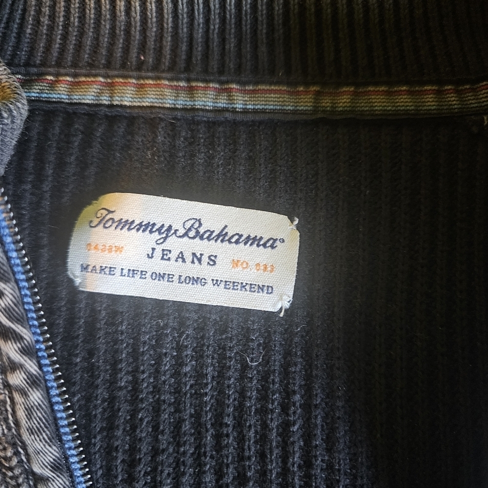Men's XXL Tommy Bahama Waffle Knit Quarter Zip Pullover Sweater - Picture 2 of 9